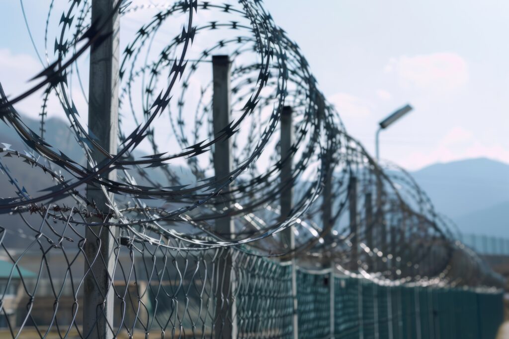 Zaun mit Stacheldraht